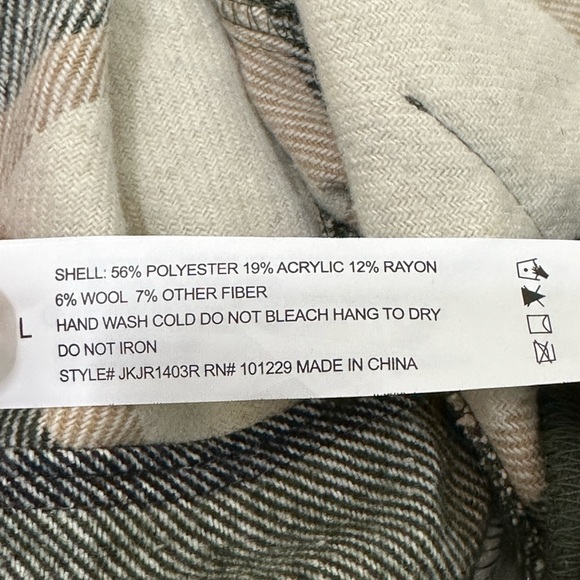 Ashley by 26 International Outerwear green Plaid Print Shacket Jacket Ss - Picture 11 of 13